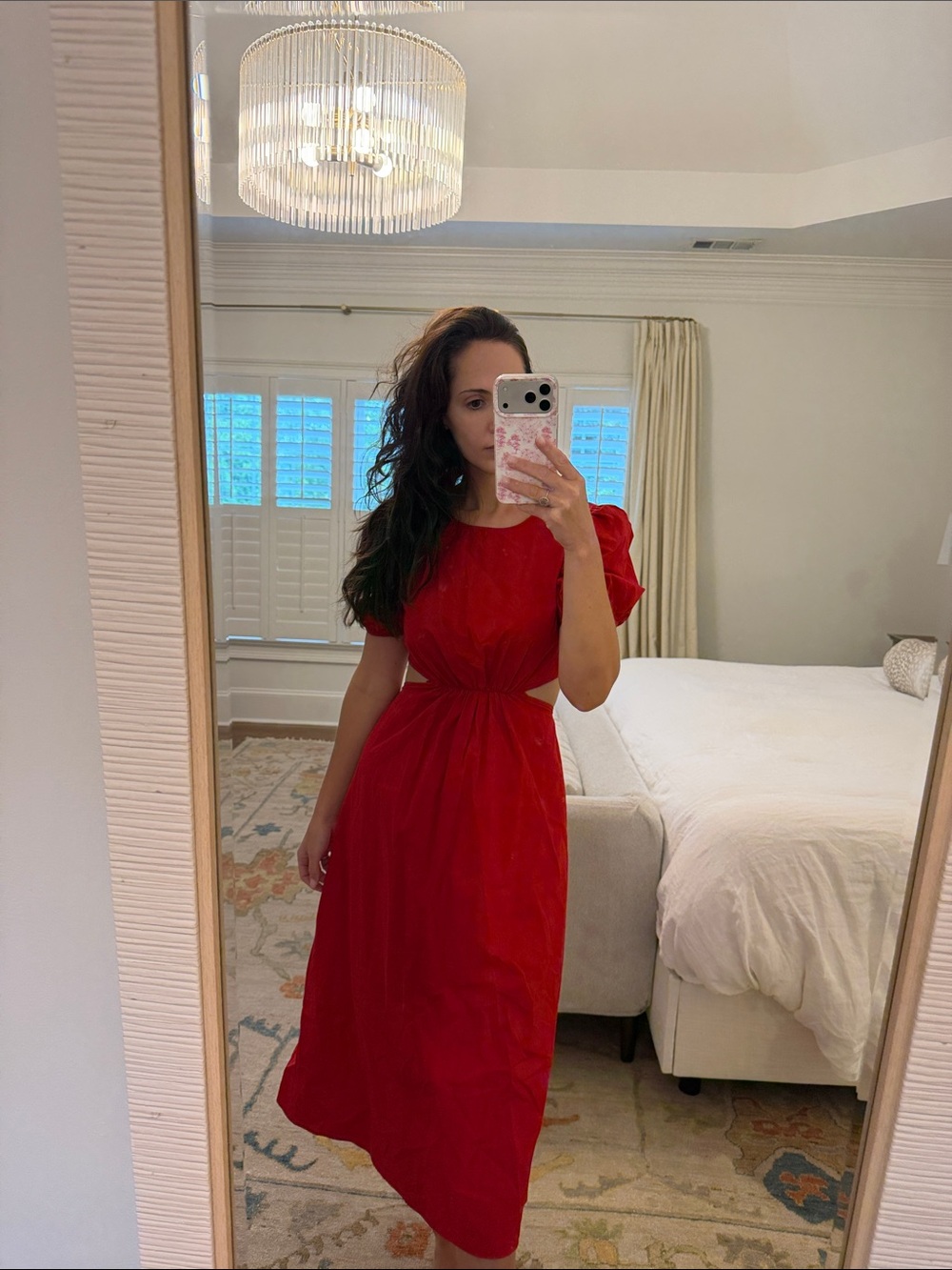 Zara Red Midi Dress with Subtle Side Cutouts